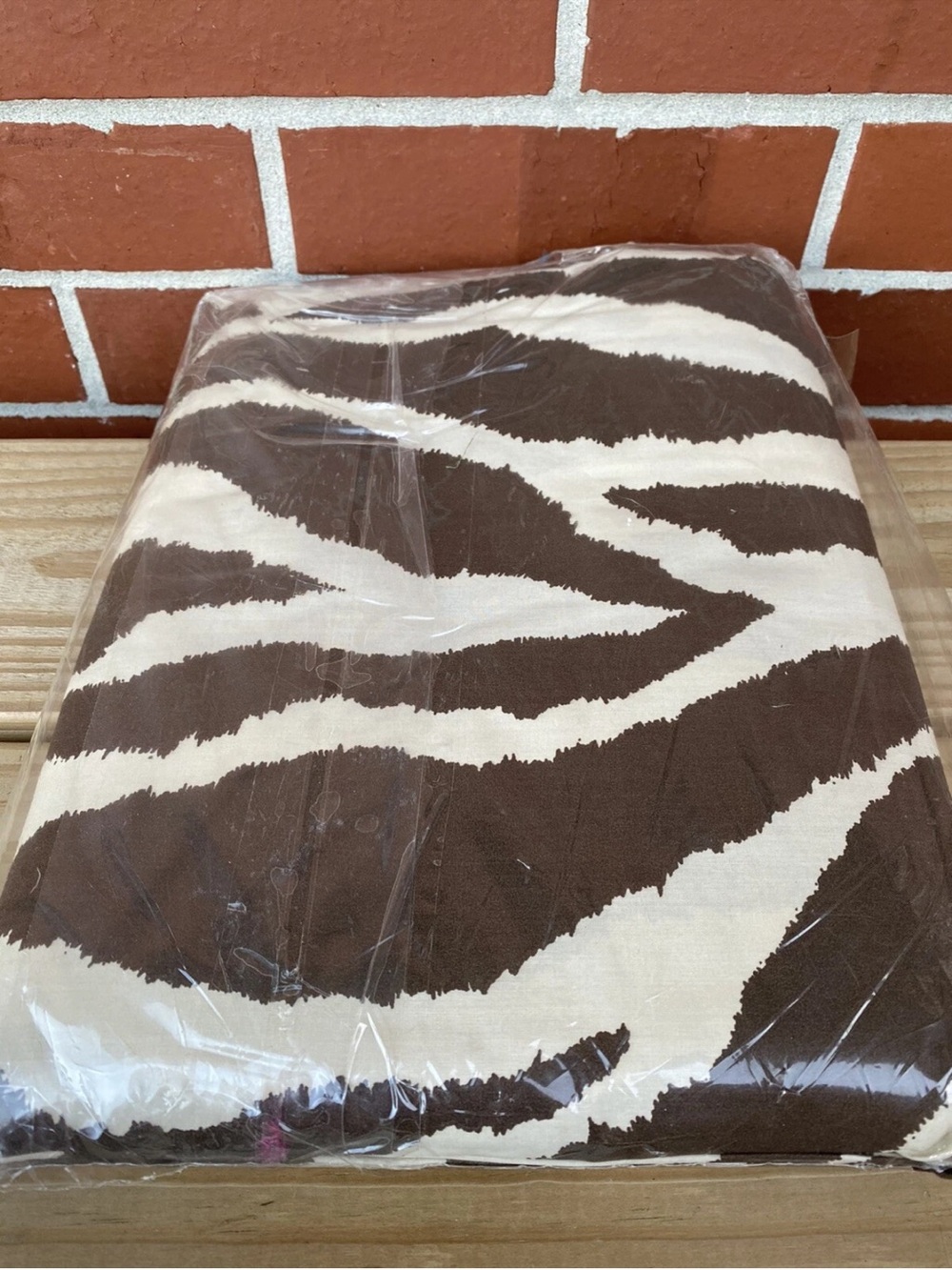 The Company Store Twin Comforter Cover Brown Animal Print Percale NEW From 2008